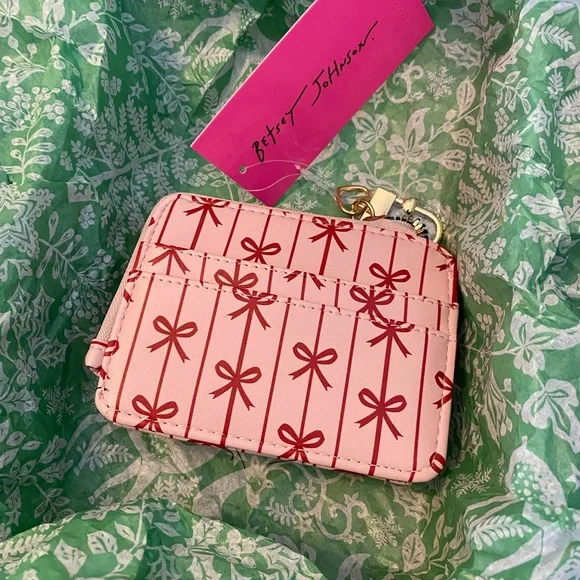 Betsey Johnson Pink and Red Bow Wallet with Gold Heart - Picture 5 of 5